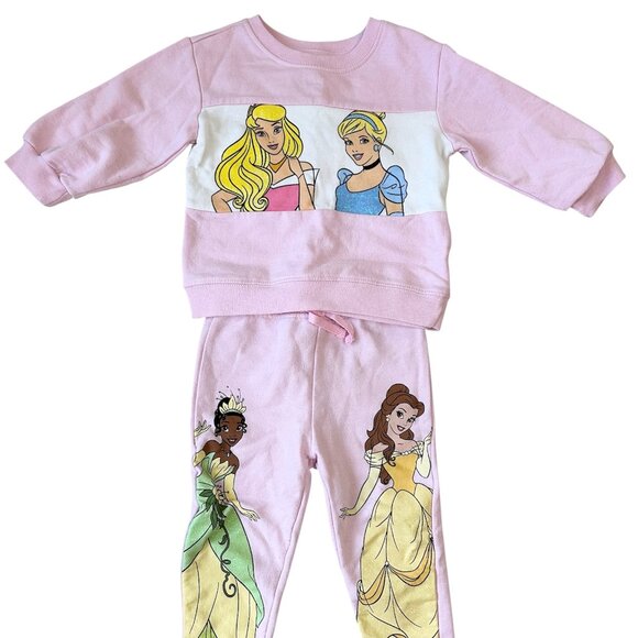 Disney Princess Sweatshirt & Jogger Pink Set Toddler Size 2T Pre-owned - Picture 1 of 8
